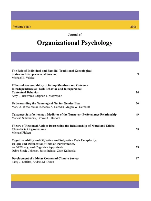 Journal of Organizational Psychology Cover